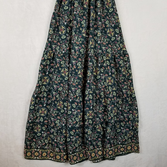 Max Studio Green Floral Smocked Tiered Maxi Dress Puff Sleeve 1904D63 XS - Picture 4 of 9